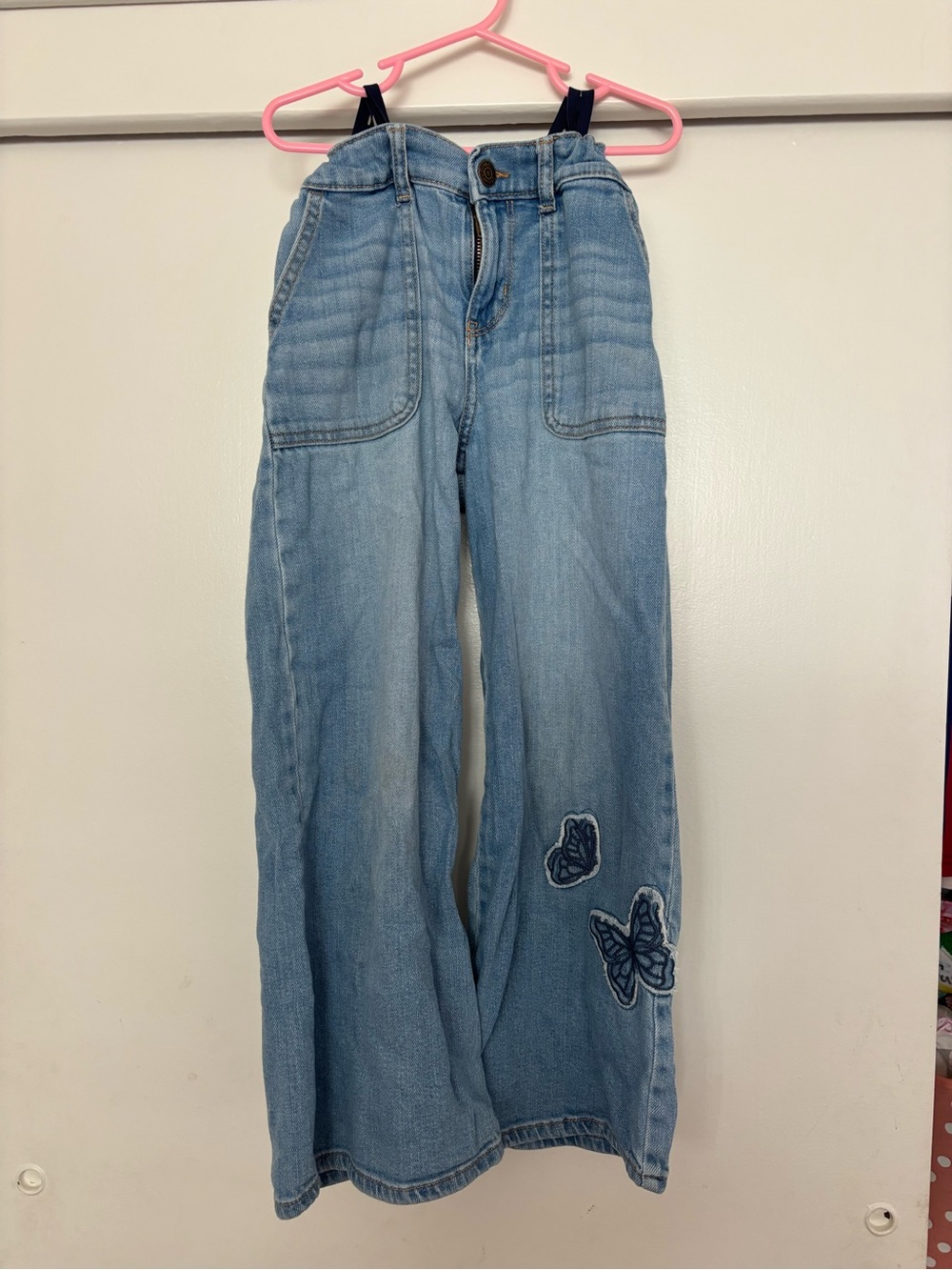 Girls Oshkosh Wide-Leg Jeans with Butterfly Appliqué